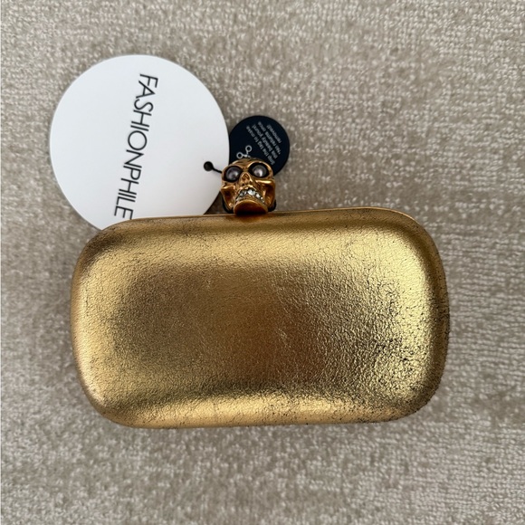 Alexander McQueen Handbags - Alexander McQueen Gold Skull Clutch
